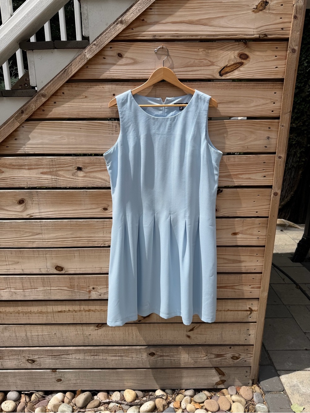 Chadwicks Pale Blue Sleeveless Pleated Midi Dress